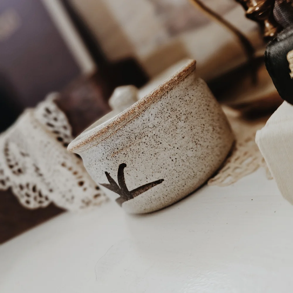 Handcrafted Ceramic Lidded Jar - Cream and Brown - Picture 4 of 7